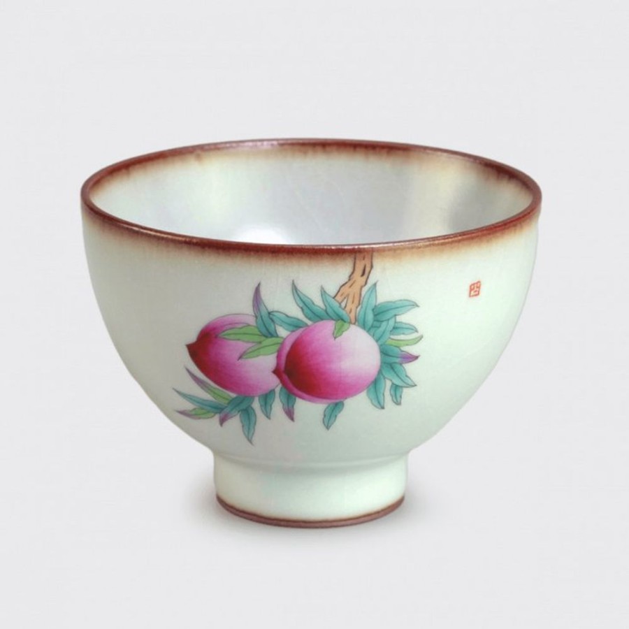 Teaware Mei Leaf | Longevity Peach - Jingdezhen Handpainted Cup